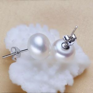 GreatfulMaker, natural white pearl earrings S925